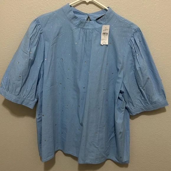 LOFT Crystal Stripe Mock Neck Top - Picture 4 of 11